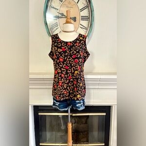 IMAN Leopard Print Top with Red Accents